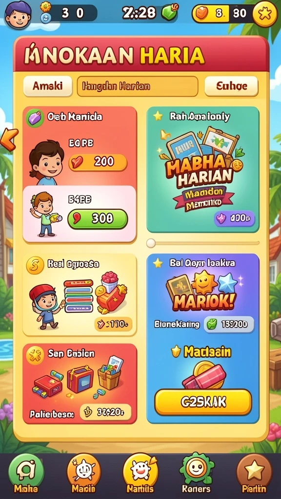 Tampilan awal game yang menarik dan penuh warna.