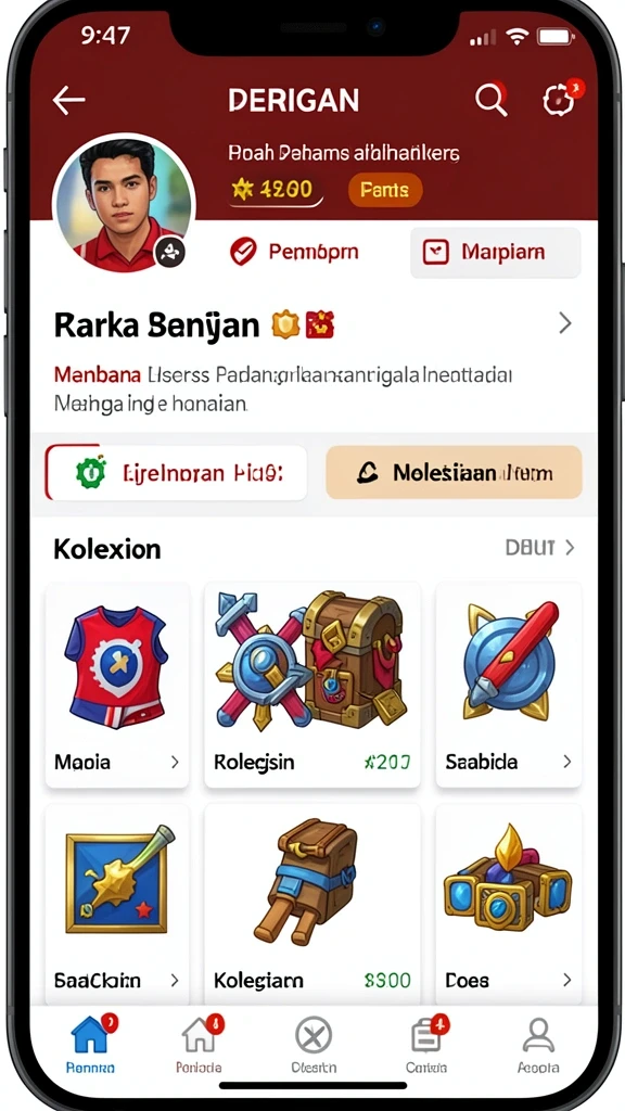 Tampilan arena yang penuh warna dan detail.