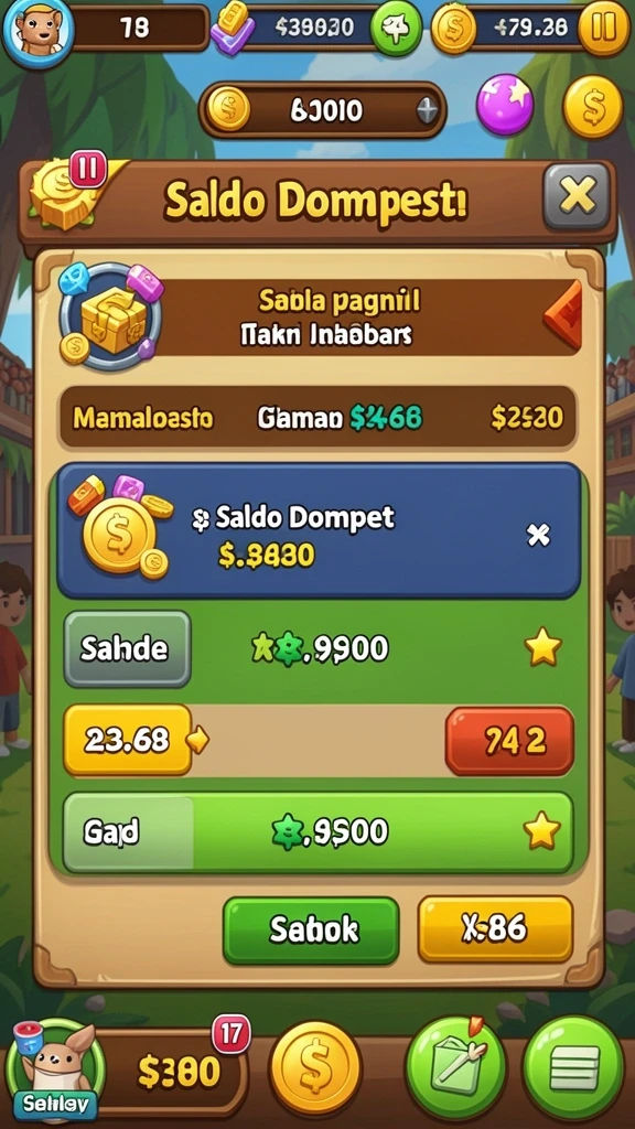 Tangkapan layar menunjukkan tampilan utama game dengan pilihan slot yang beragam.